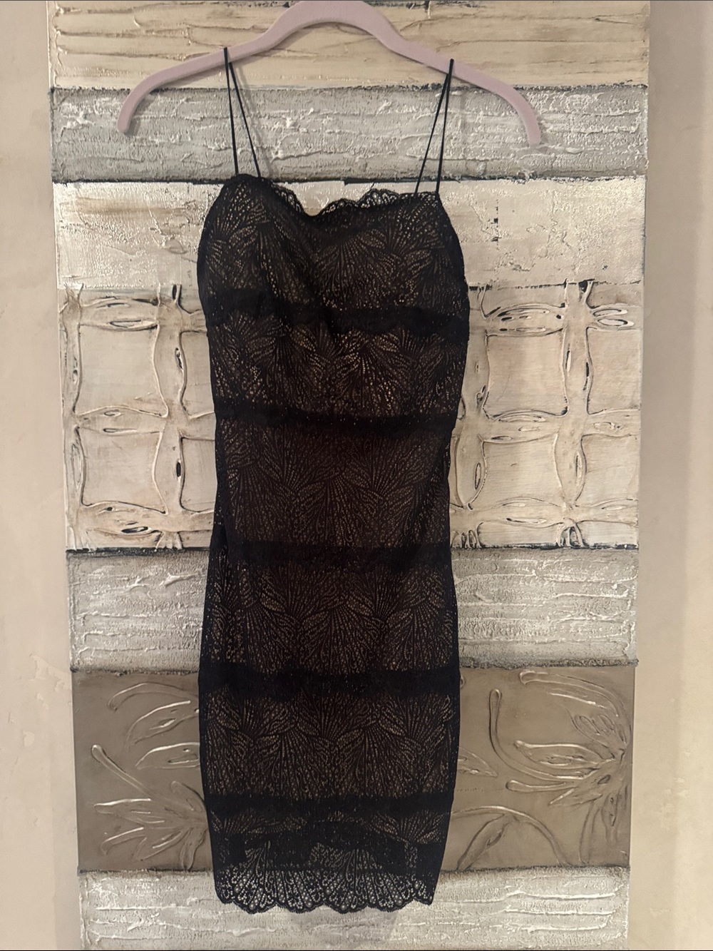 bebe Black Lace Mini Slip Dress